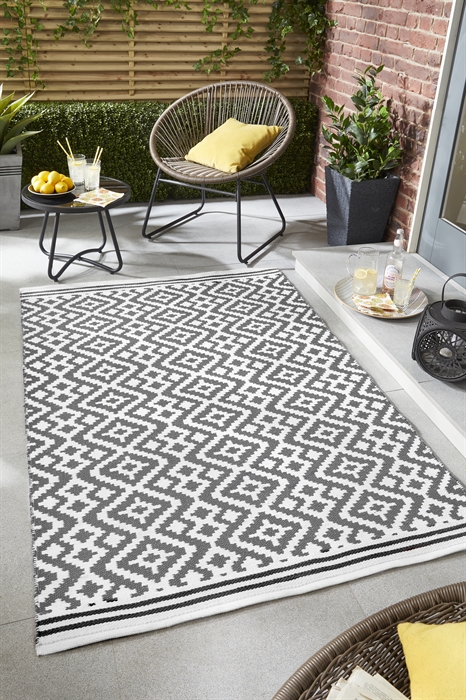 large grey outdoor rug