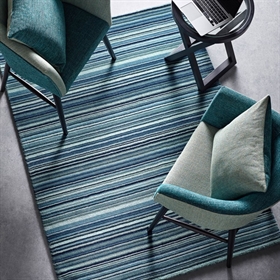 Fine Stripes Blue Wool Modern Rugs